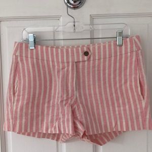J. Crew Linen Striped Shorts - Pink/White